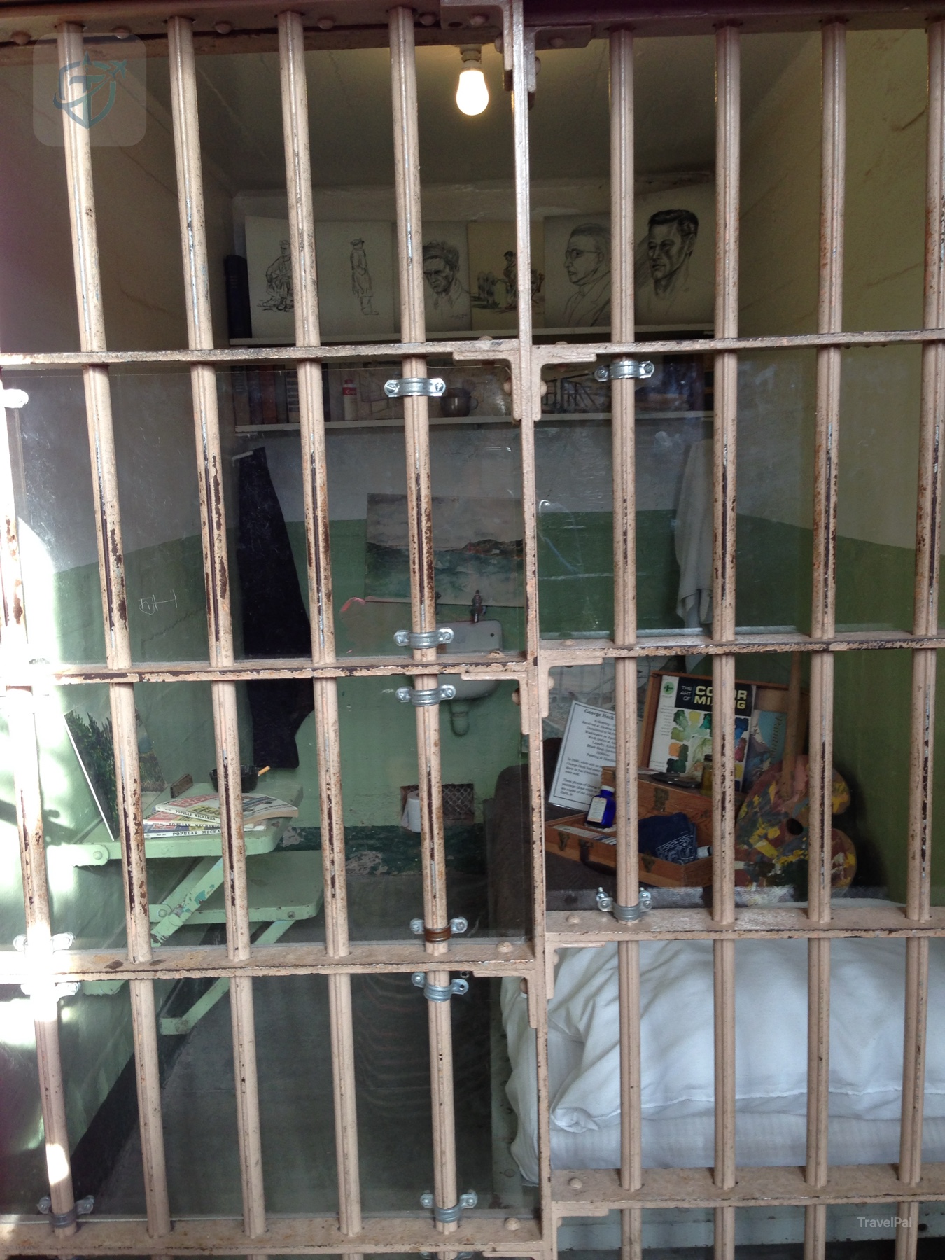Another Alcatraz cell interior viewed through metal bars