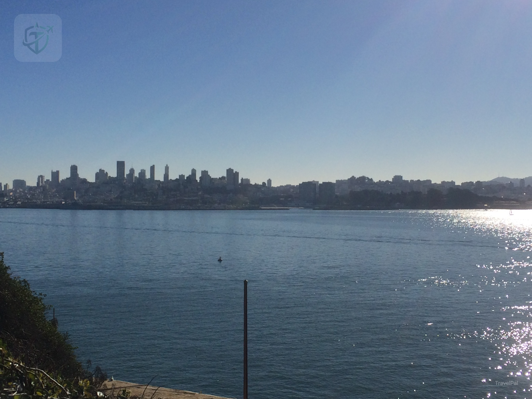 San Francisco skyline viewed across the water from Alcatraz Island