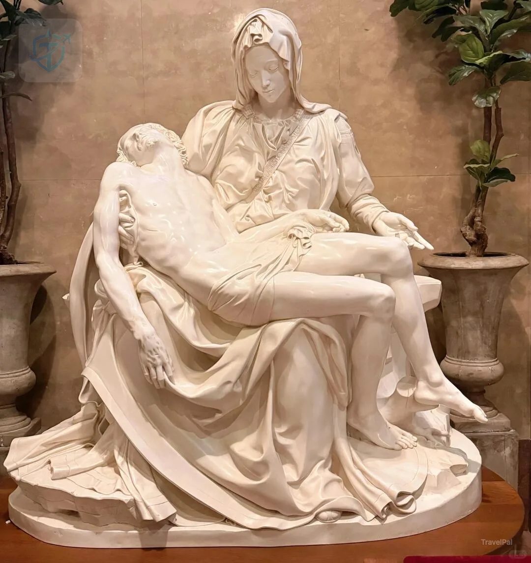 White marble Pietà sculpture in a side chapel at the Cathedral of Saint Paul