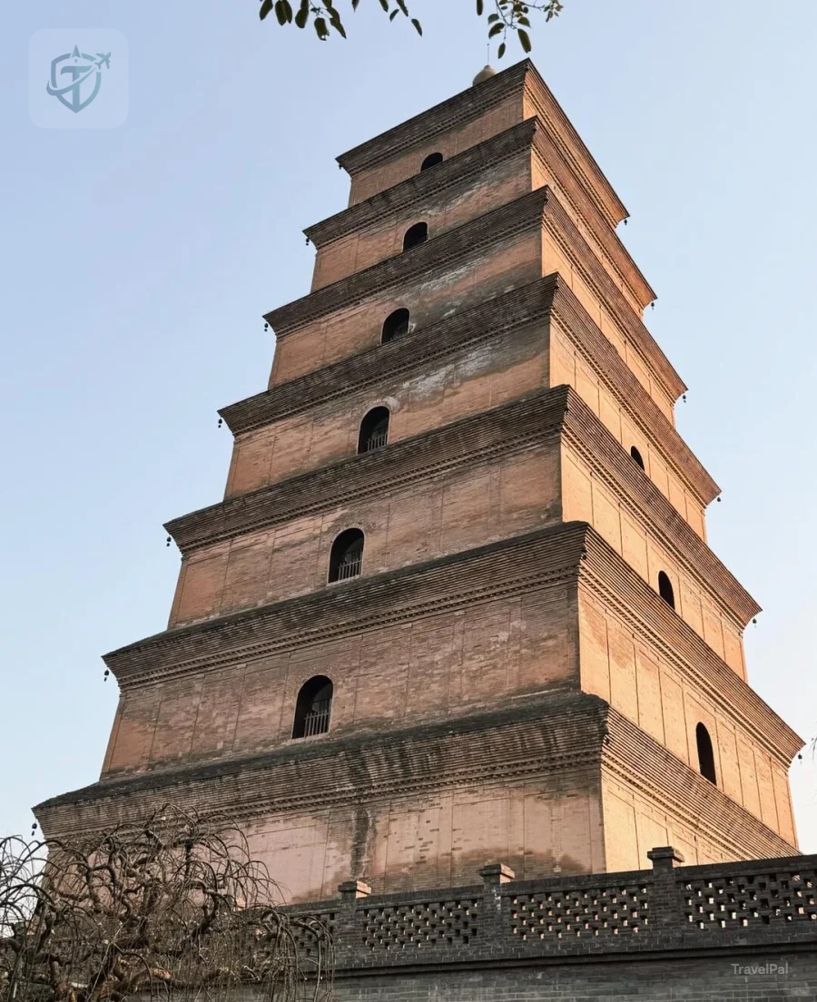 Giant Wild Goose Pagoda in warm late-afternoon light in Xi’an