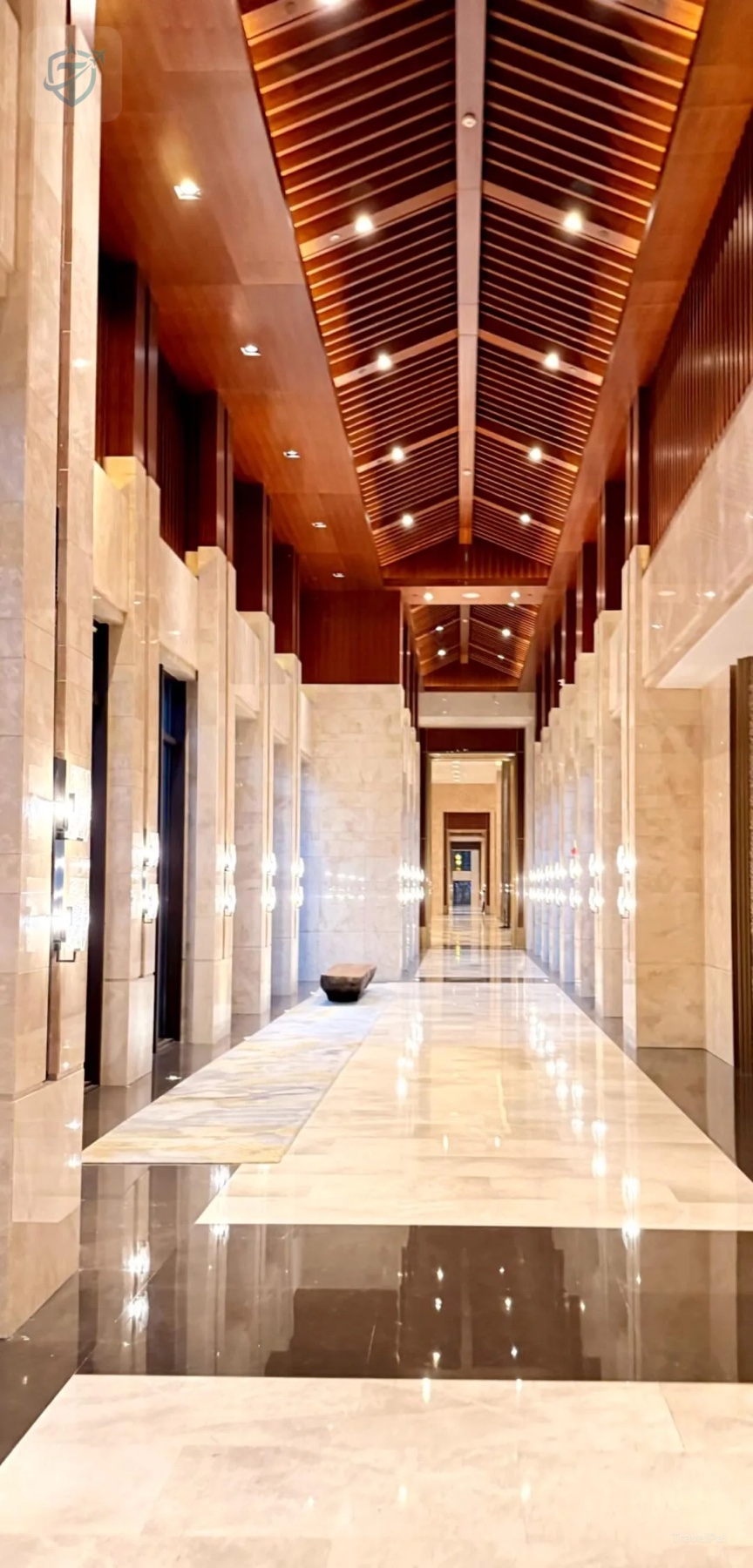 Long, softly lit guestroom corridor at Hyatt Regency Xi’an