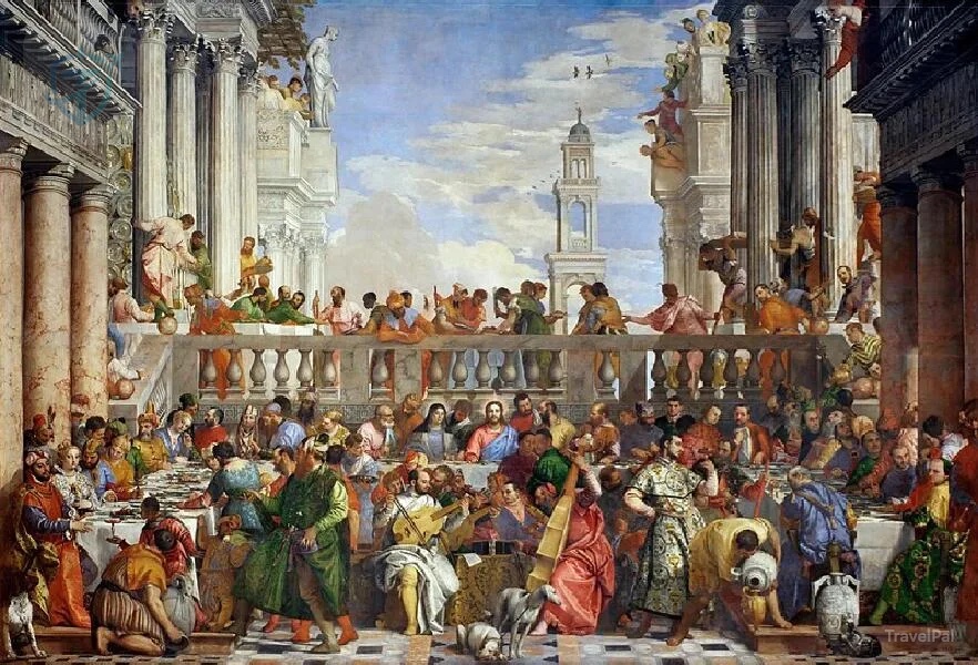 Veronese's enormous Wedding Feast at Cana painting