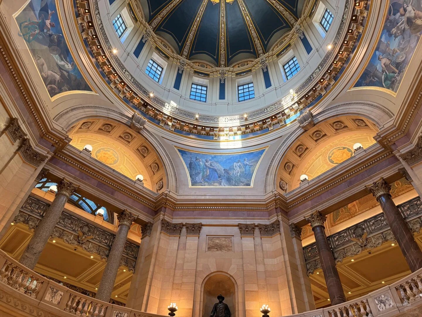 Marble rotunda and painted inner dome inside the Minnesota State Capitol
