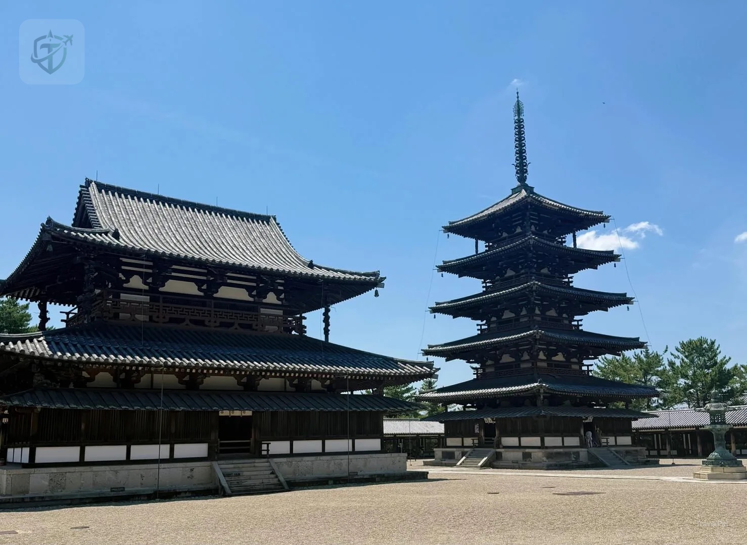 Golden Hall and five-story pagoda at Horyuji