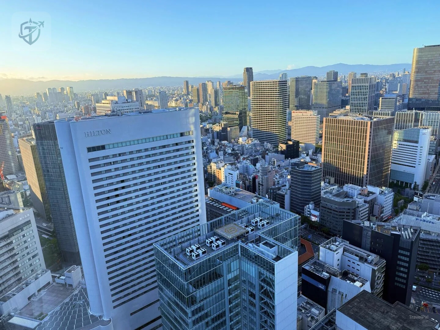 Osaka skyline from a high-floor hotel room