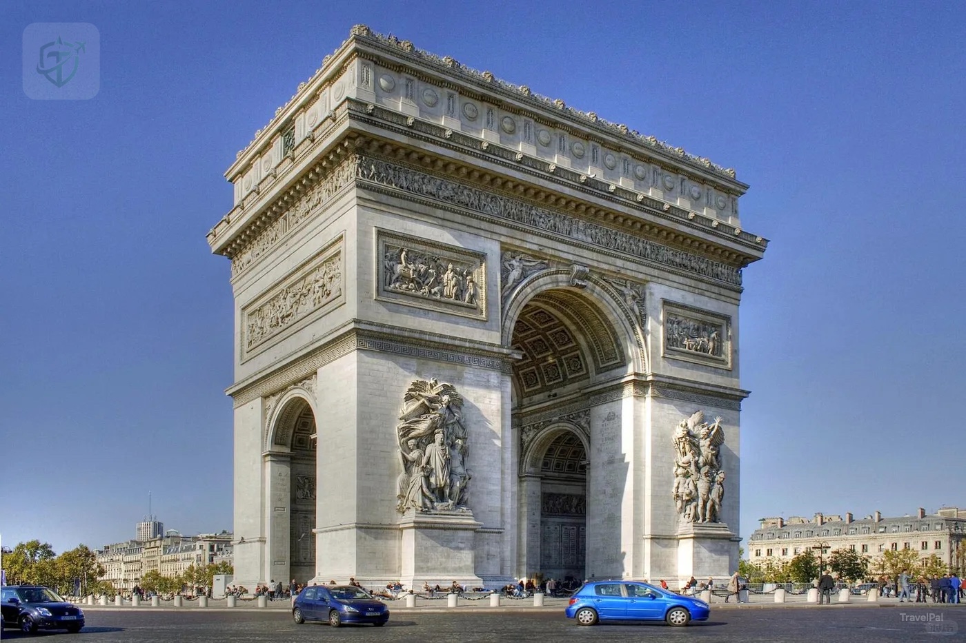 Arc de Triomphe under a blue Paris sky