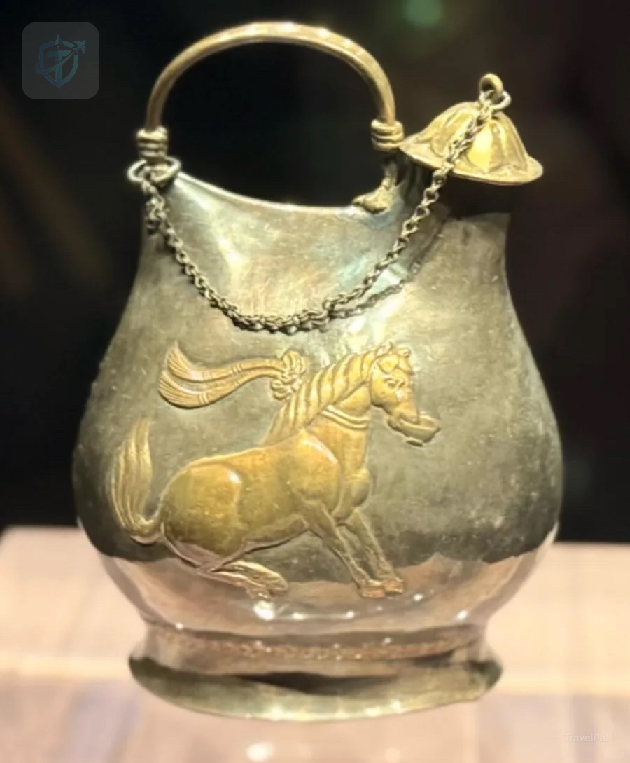 Tang dancing-horse silver ewer at Shaanxi History Museum